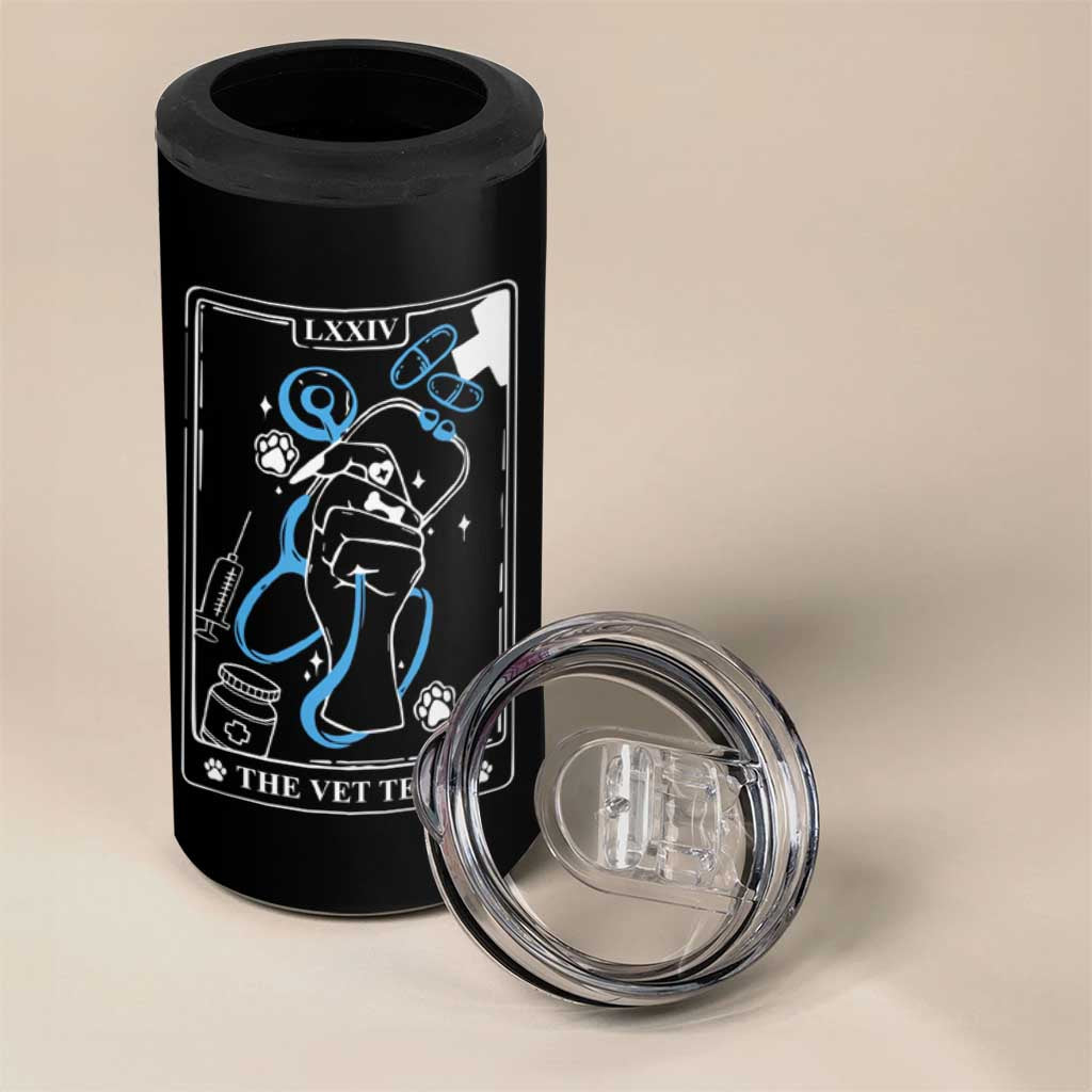 Vet Tech 4 in 1 Can Cooler Tumbler Funny Vet Staff Appreciation Gift Veterinarian Tarot Card - Wonder Print Shop