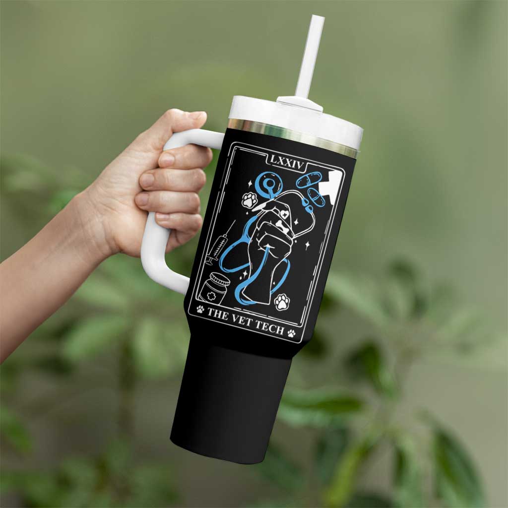 Vet Tech Tumbler With Handle Funny Vet Staff Appreciation Gift Veterinarian Tarot Card - Wonder Print Shop