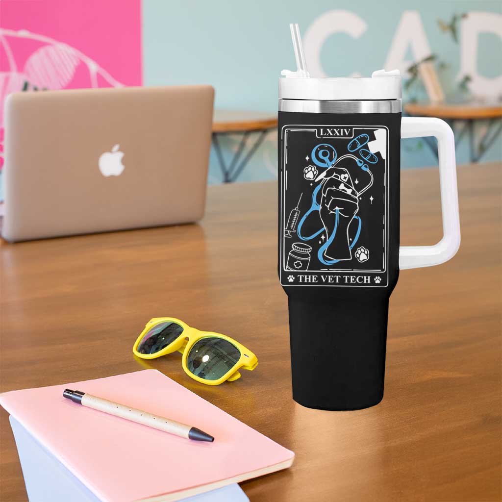 Vet Tech Tumbler With Handle Funny Vet Staff Appreciation Gift Veterinarian Tarot Card - Wonder Print Shop