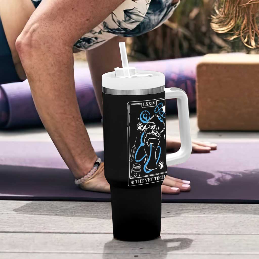 Vet Tech Tumbler With Handle Funny Vet Staff Appreciation Gift Veterinarian Tarot Card - Wonder Print Shop