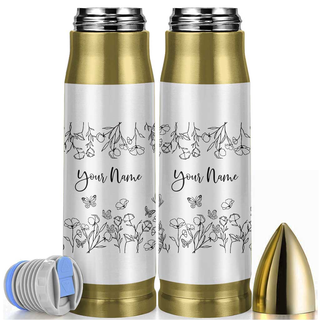 Personalized Wildflower Floral Bullet Tumbler Custom Name Gifts For Her