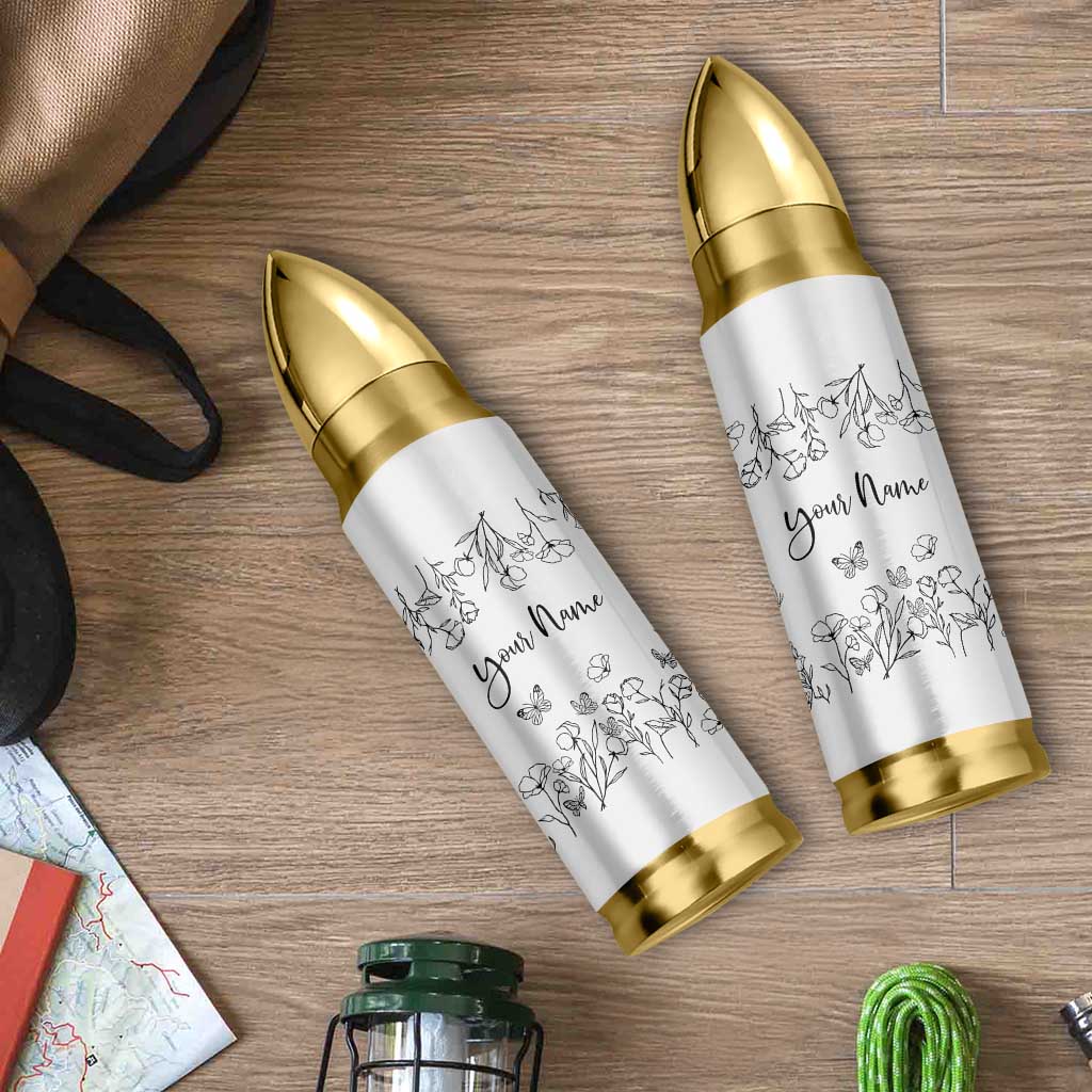 Personalized Wildflower Floral Bullet Tumbler Custom Name Gifts For Her