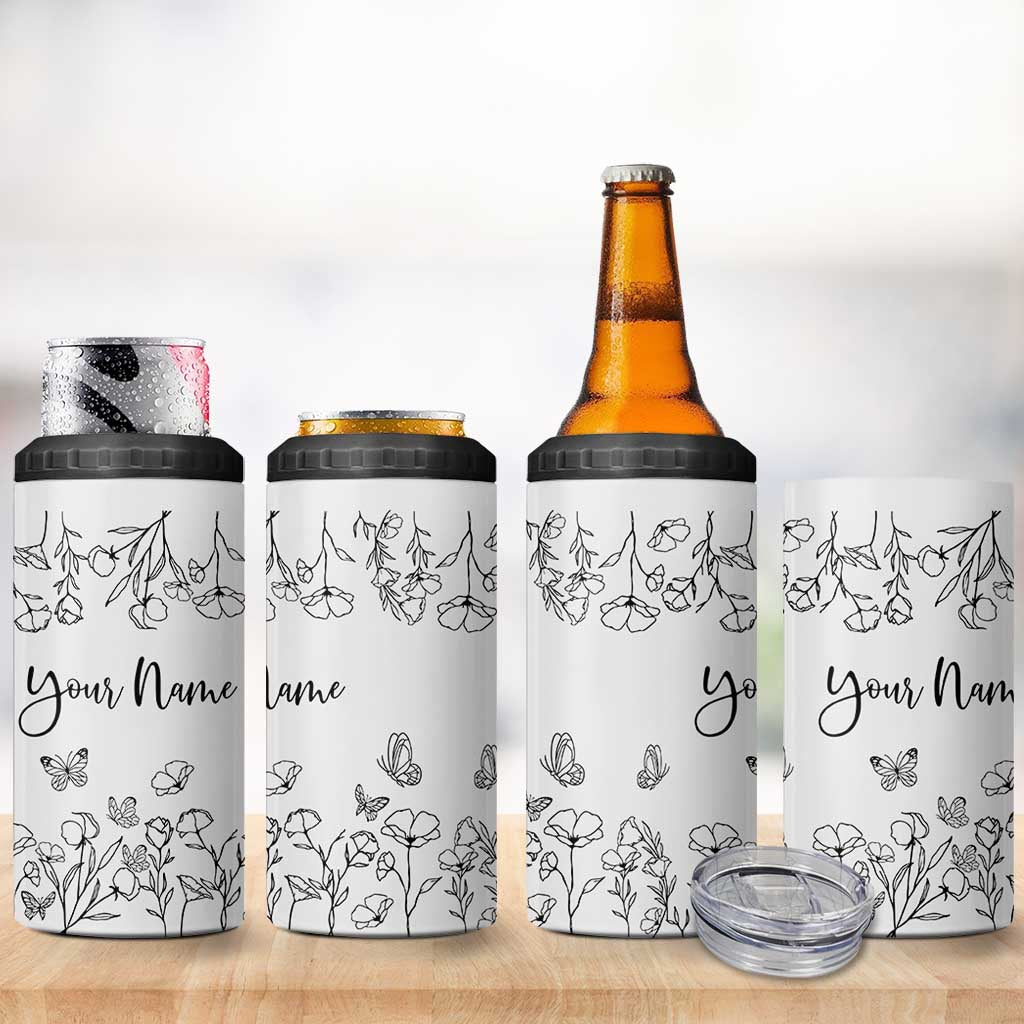 Personalized Wildflower Floral 4 in 1 Can Cooler Tumbler Custom Name Gifts For Her