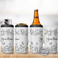 Personalized Wildflower Floral 4 in 1 Can Cooler Tumbler Custom Name Gifts For Her