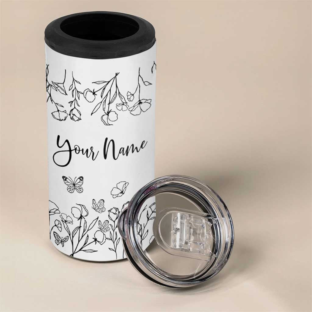 Personalized Wildflower Floral 4 in 1 Can Cooler Tumbler Custom Name Gifts For Her