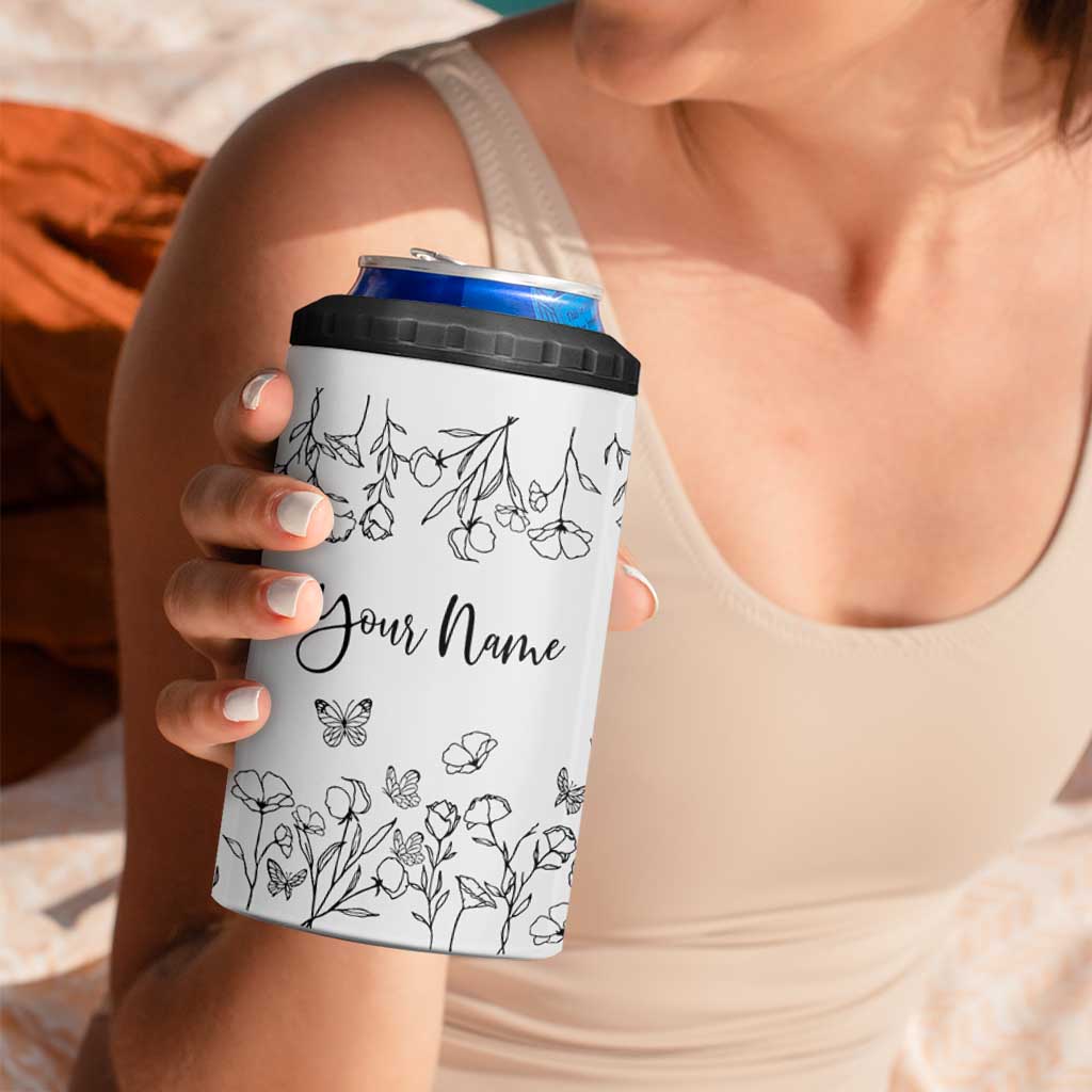 Personalized Wildflower Floral 4 in 1 Can Cooler Tumbler Custom Name Gifts For Her
