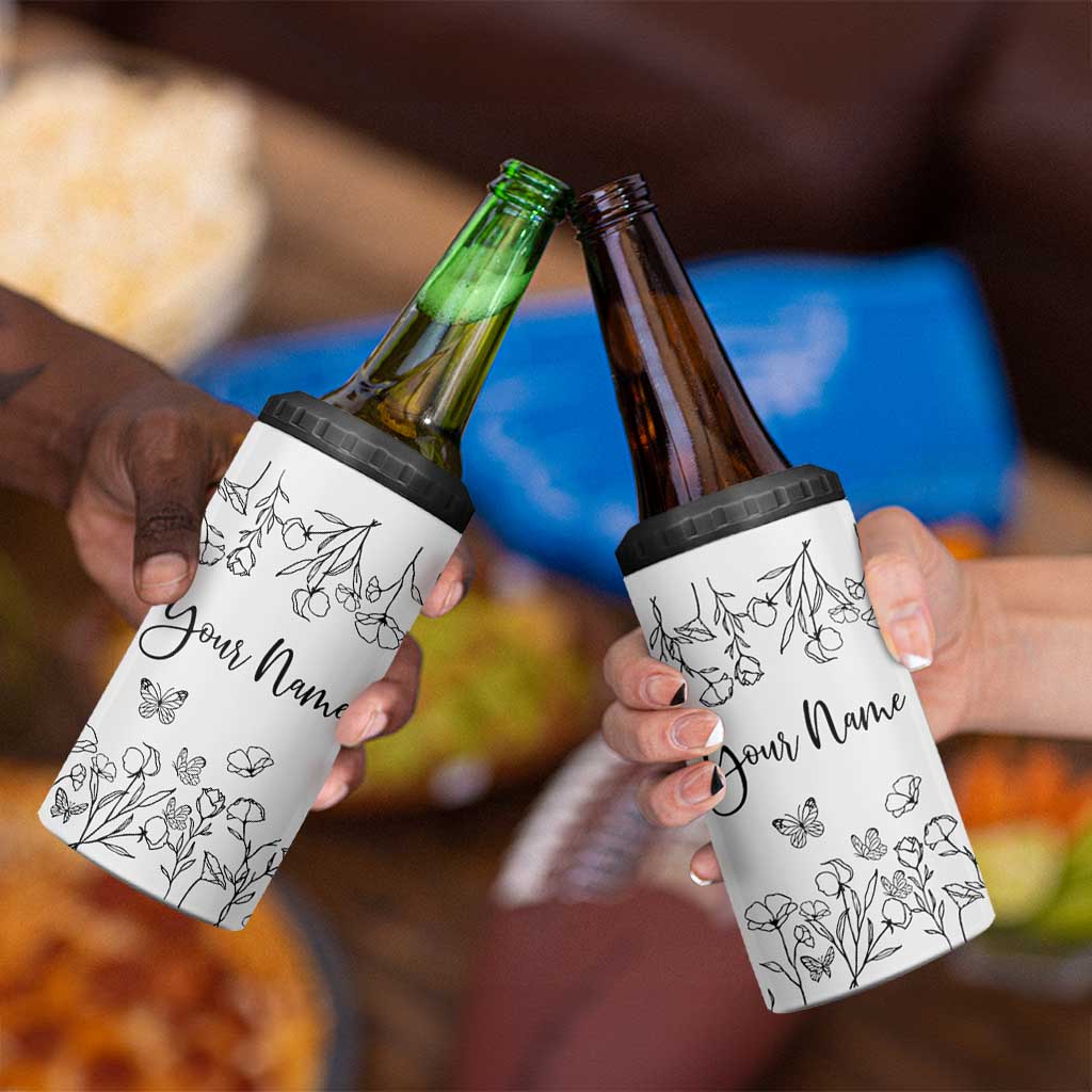 Personalized Wildflower Floral 4 in 1 Can Cooler Tumbler Custom Name Gifts For Her