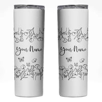 Personalized Wildflower Floral Skinny Tumbler Custom Name Gifts For Her