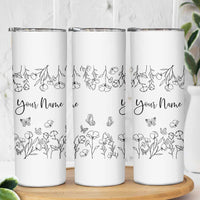 Personalized Wildflower Floral Skinny Tumbler Custom Name Gifts For Her