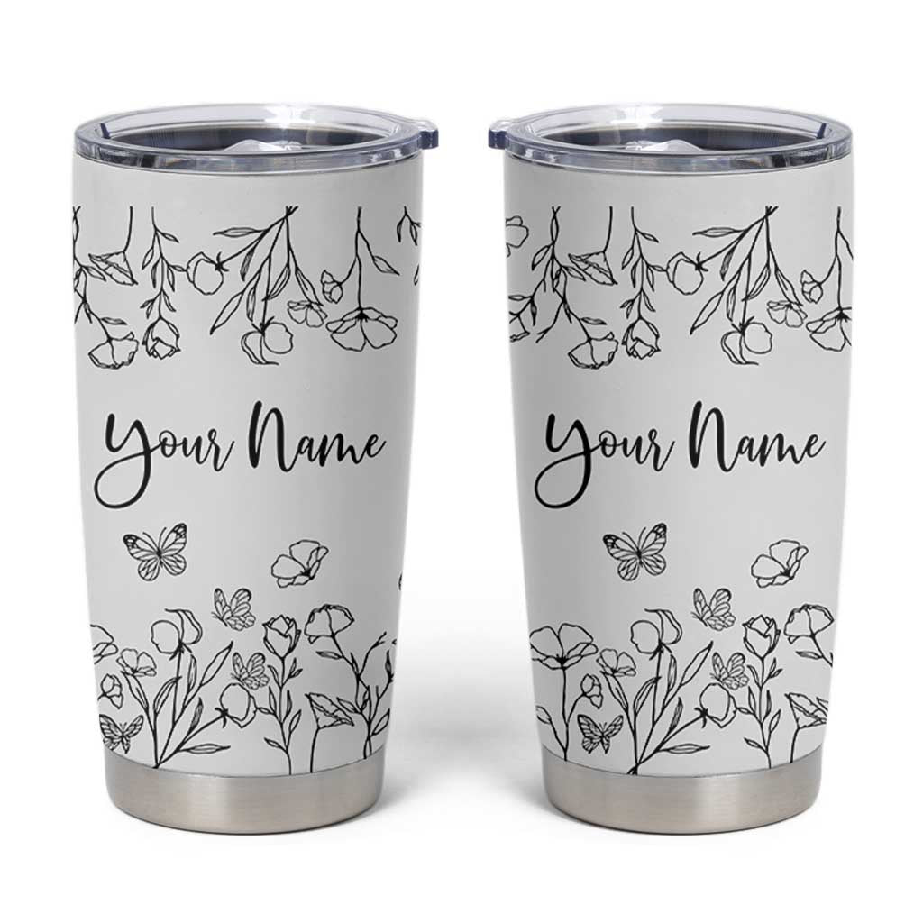Personalized Wildflower Floral Tumbler Cup Custom Name Gifts For Her