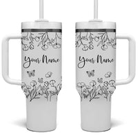 Personalized Wildflower Floral Tumbler With Handle Custom Name Gifts For Her