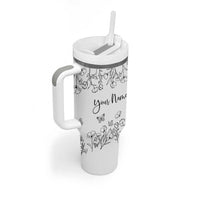Personalized Wildflower Floral Tumbler With Handle Custom Name Gifts For Her
