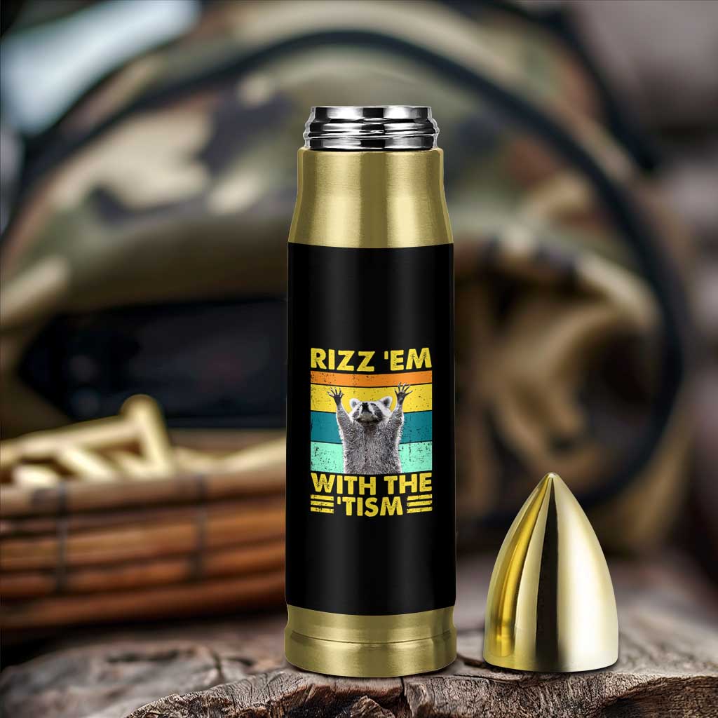 Rizz Em With The Tism Raccoon Bullet Tumbler Retro Silly Trash Panda Autism Meme Autistic ASD