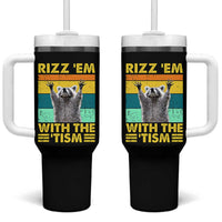 Rizz Em With The Tism Raccoon Tumbler With Handle Retro Silly Trash Panda Autism Meme Autistic ASD