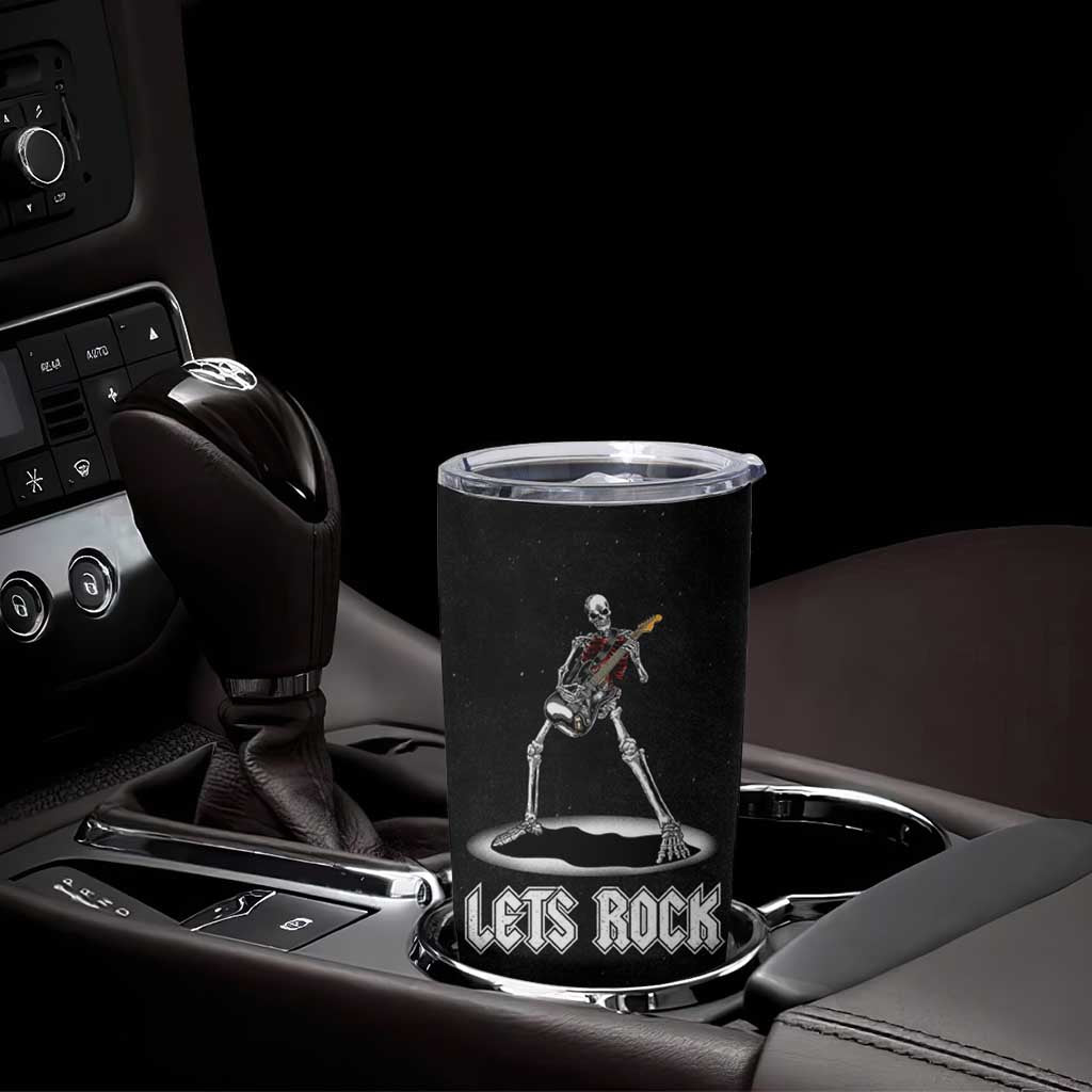 Skeleton Guitar Guy Tumbler Cup Let's Rock And Roll Band Rock On Vintage Rocker Funny Halloween Gifts - Wonder Print Shop