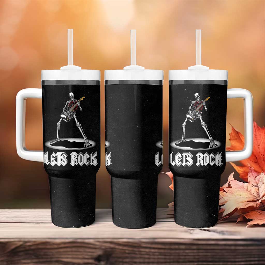 Skeleton Guitar Guy Tumbler With Handle Let's Rock And Roll Band Rock On Vintage Rocker Funny Halloween Gifts - Wonder Print Shop