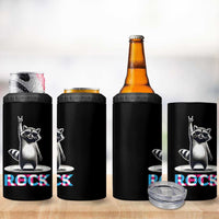 Retro Raccoon Rock Music 4 in 1 Can Cooler Tumbler
