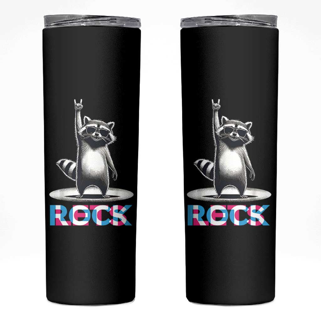 Retro Raccoon Rock Music Skinny Tumbler