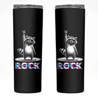 Retro Raccoon Rock Music Skinny Tumbler
