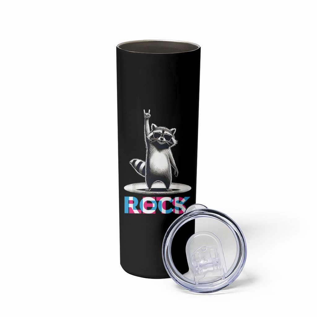 Retro Raccoon Rock Music Skinny Tumbler