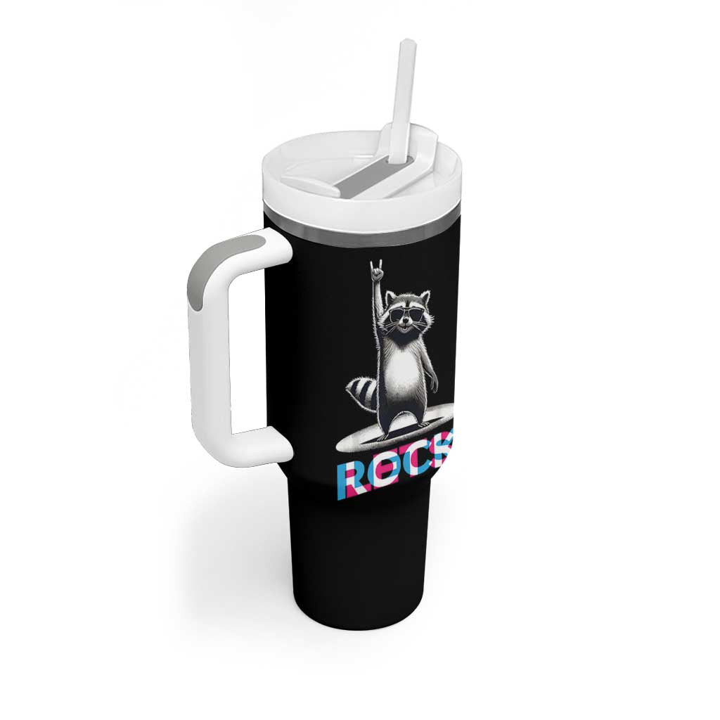 Retro Raccoon Rock Music Tumbler With Handle