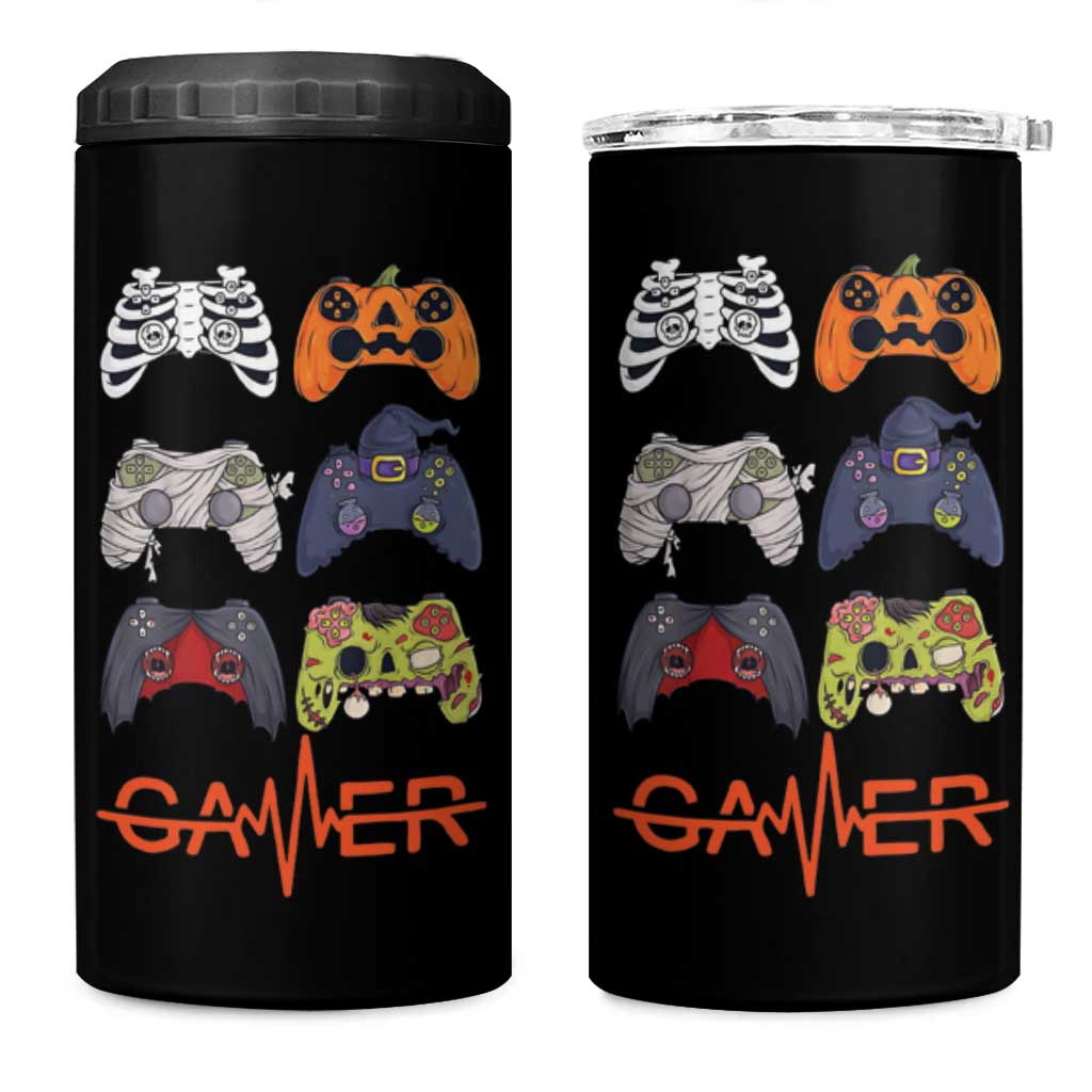 Funny Halloween Skeleton Zombie Gaming Controller 4 in 1 Can Cooler Tumbler Gamer Gaming Gift for Son Boy Teen - Wonder Print Shop