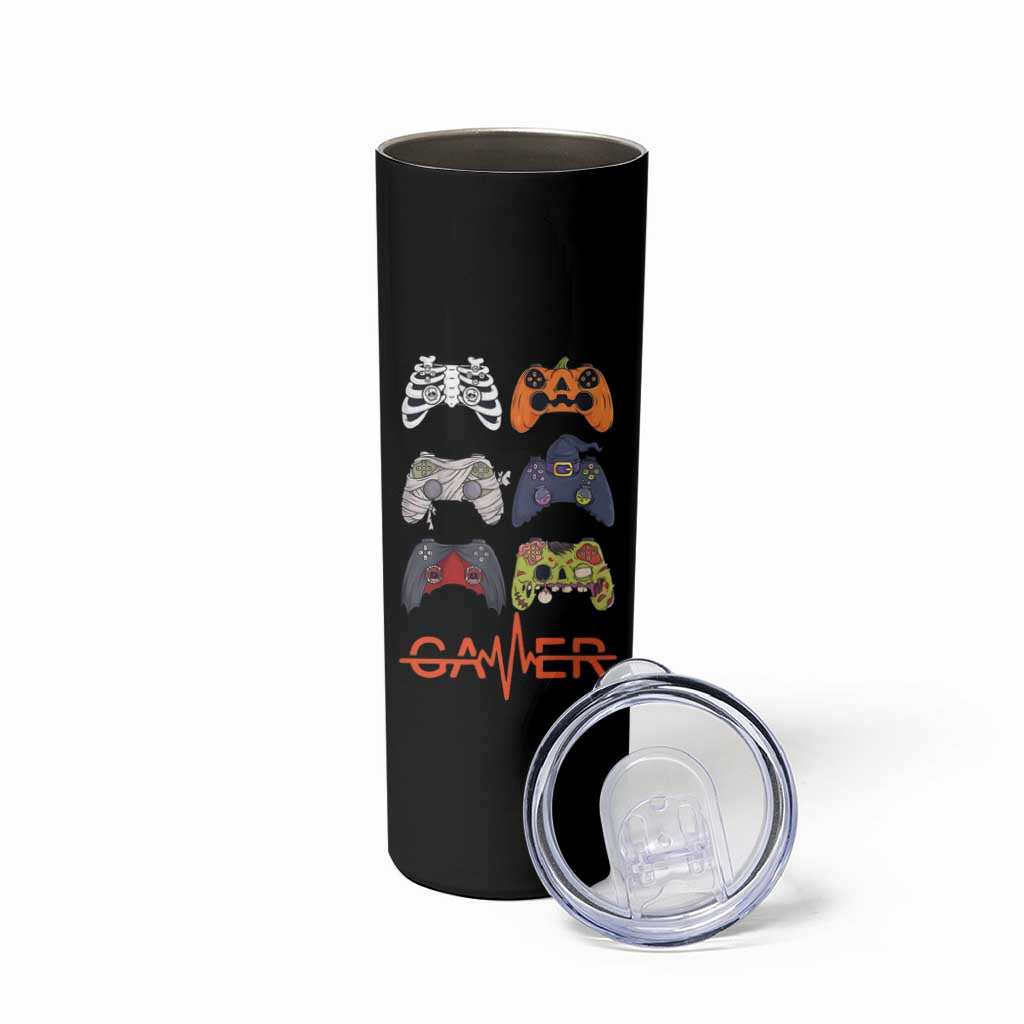 Funny Halloween Skeleton Zombie Gaming Controller Skinny Tumbler Gamer Gaming Gift for Son Boy Teen - Wonder Print Shop