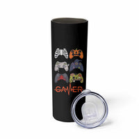 Funny Halloween Skeleton Zombie Gaming Controller Skinny Tumbler Gamer Gaming Gift for Son Boy Teen - Wonder Print Shop