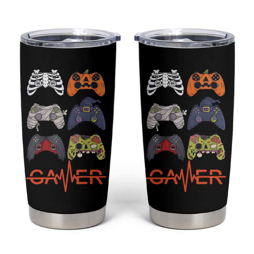 Funny Halloween Skeleton Zombie Gaming Controller Tumbler Cup Gamer Gaming Gift for Son Boy Teen - Wonder Print Shop