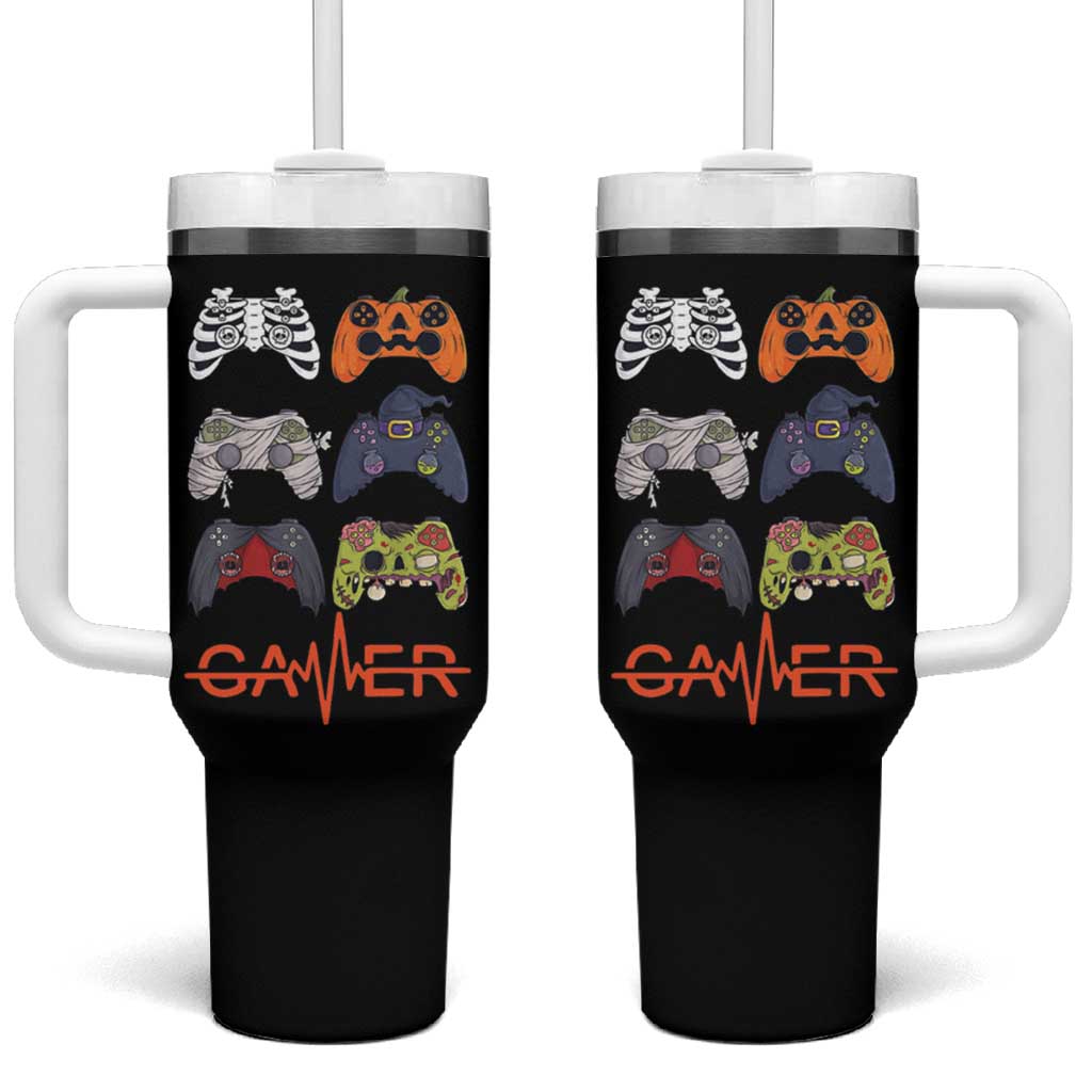 Funny Halloween Skeleton Zombie Gaming Controller Tumbler With Handle Gamer Gaming Gift for Son Boy Teen - Wonder Print Shop