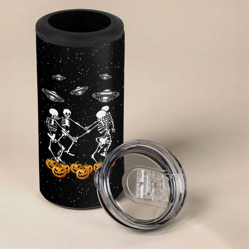 Dancing Skeletons 4 in 1 Can Cooler Tumbler Funny Retro Halloween