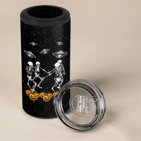 Dancing Skeletons 4 in 1 Can Cooler Tumbler Funny Retro Halloween