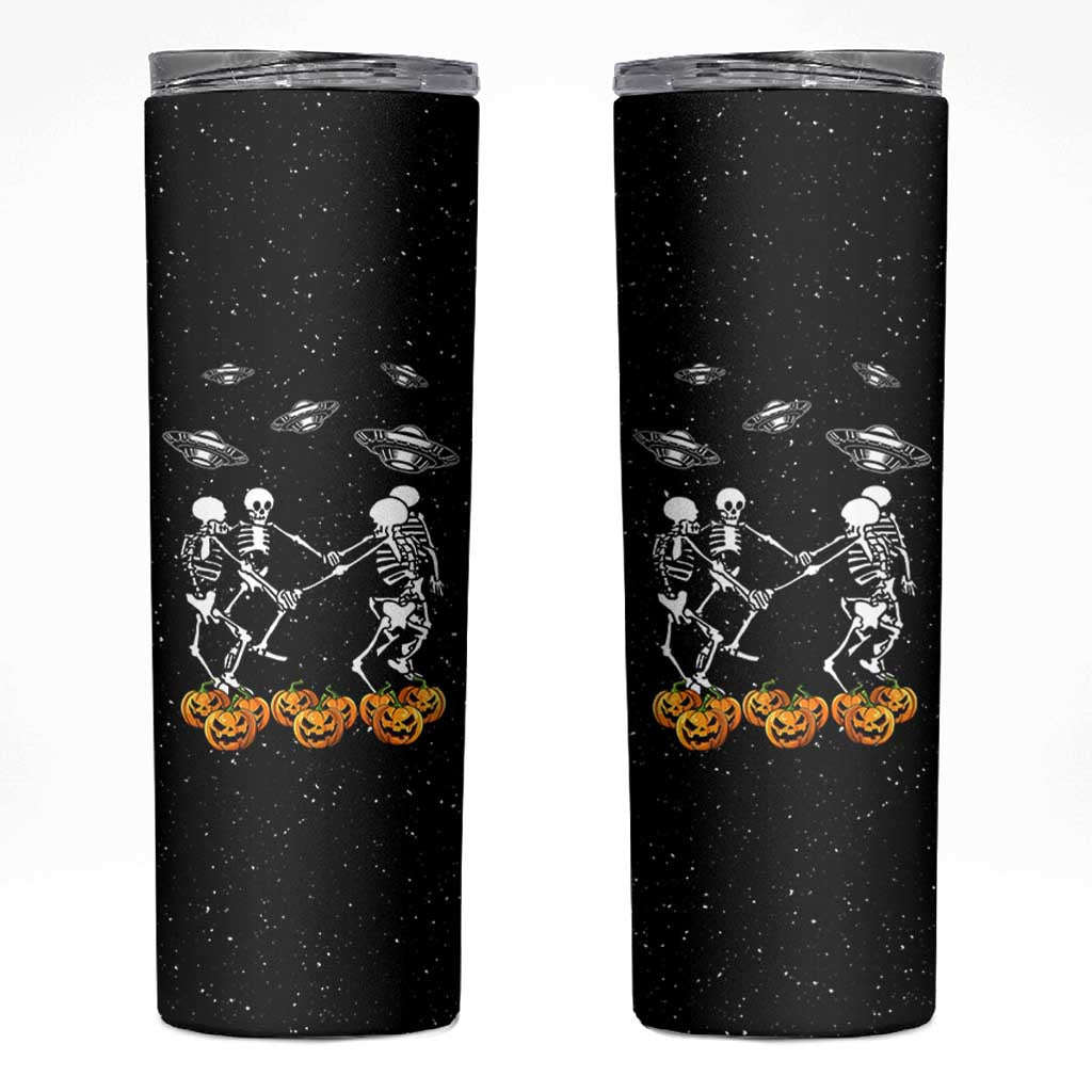Dancing Skeletons Skinny Tumbler Funny Retro Halloween