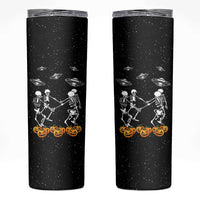 Dancing Skeletons Skinny Tumbler Funny Retro Halloween