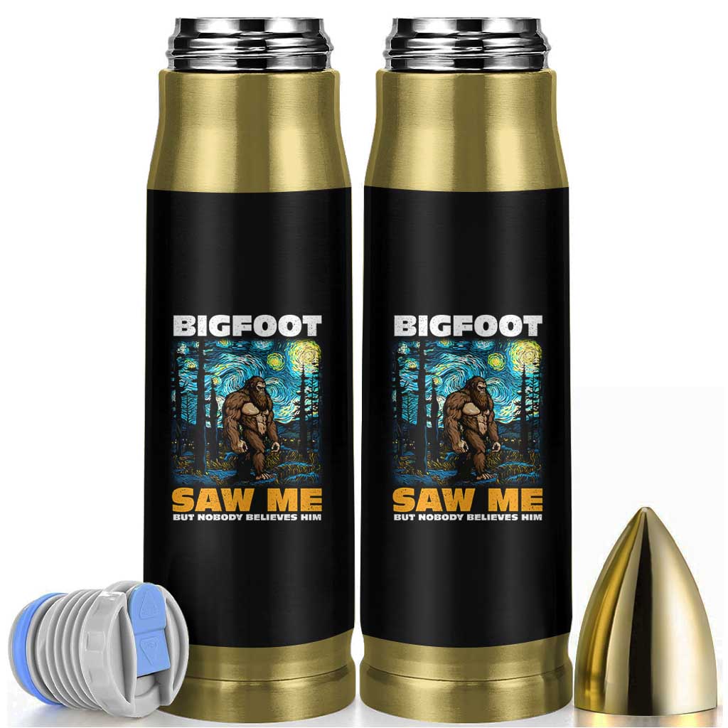 Funny Bigfoot Gifts Bullet Tumbler Retro Sasquatch Starry Night Van Gogh Sky Painting
