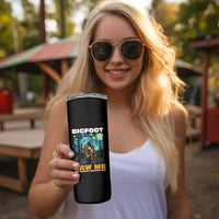 Funny Bigfoot Gifts Skinny Tumbler Retro Sasquatch Starry Night Van Gogh Sky Painting