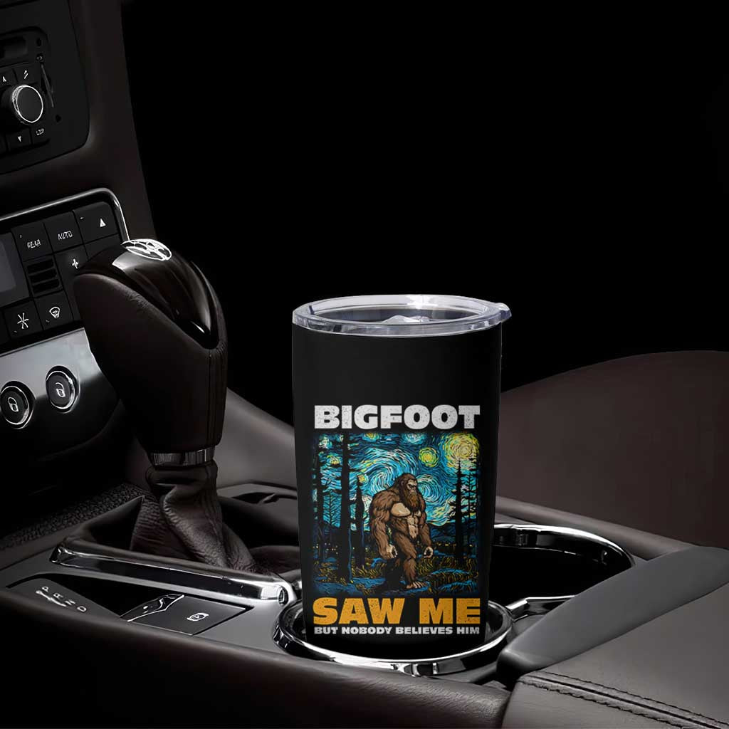 Funny Bigfoot Gifts Tumbler Cup Retro Sasquatch Starry Night Van Gogh Sky Painting