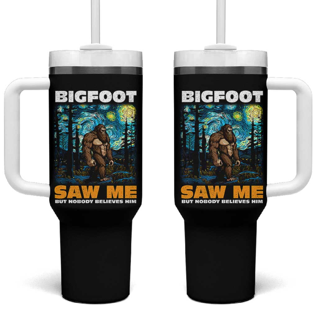 Funny Bigfoot Gifts Tumbler With Handle Retro Sasquatch Starry Night Van Gogh Sky Painting