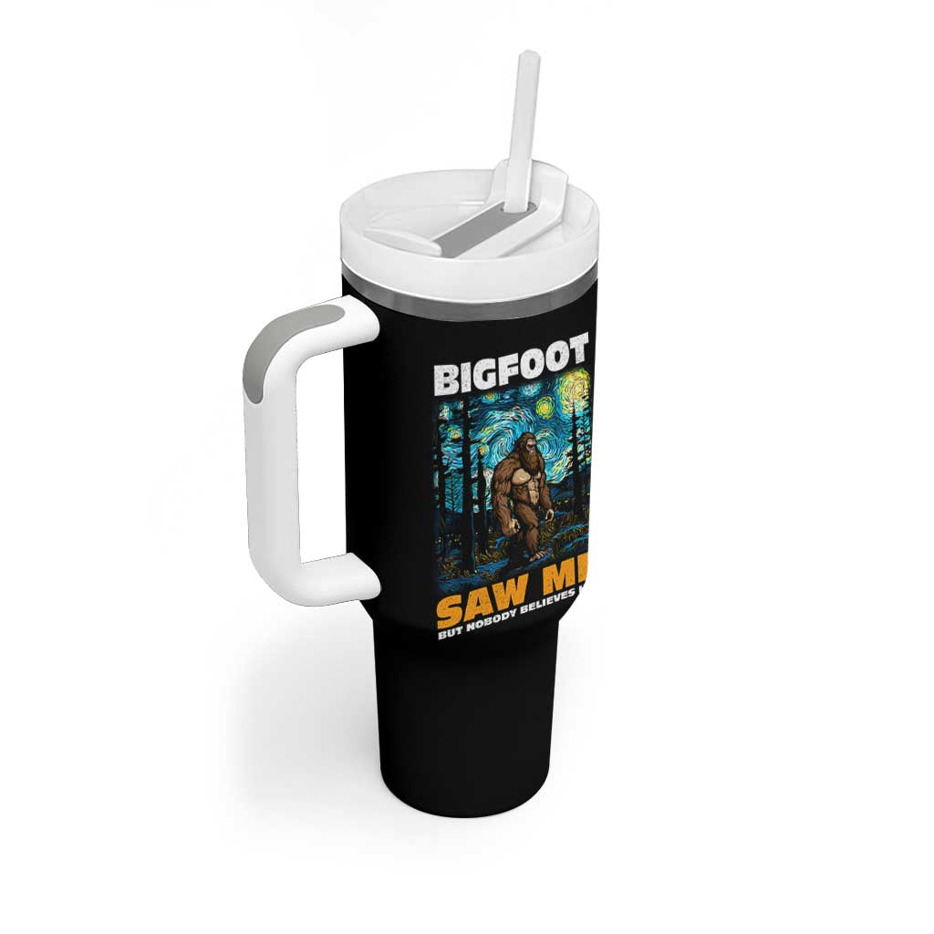 Funny Bigfoot Gifts Tumbler With Handle Retro Sasquatch Starry Night Van Gogh Sky Painting
