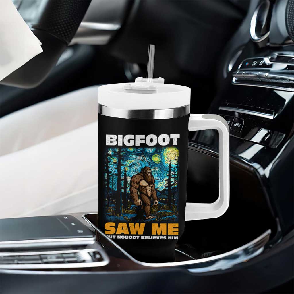 Funny Bigfoot Gifts Tumbler With Handle Retro Sasquatch Starry Night Van Gogh Sky Painting