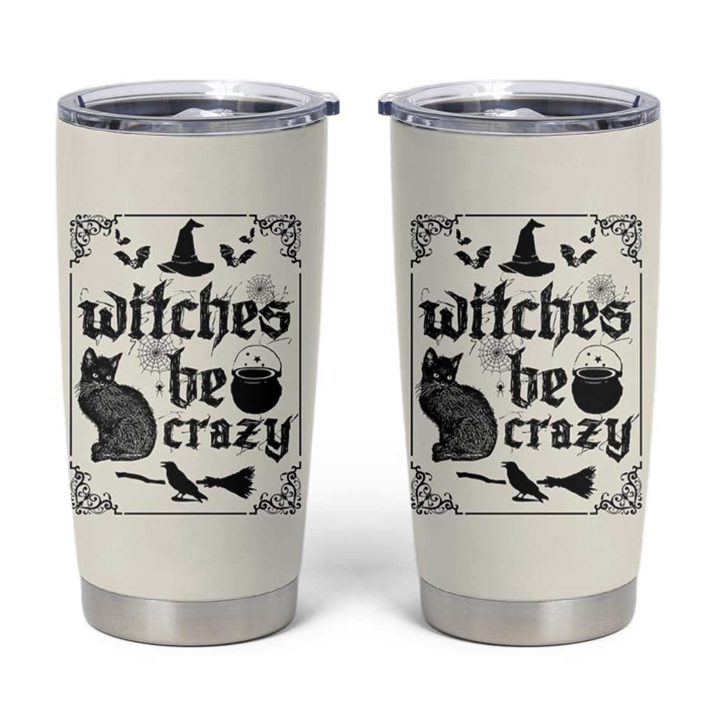 Witch Halloween Iced Coffee Tumbler Cup Funny Witches Be Crazy Black Cat Witchy Vibes Witchcraft - Wonder Print Shop
