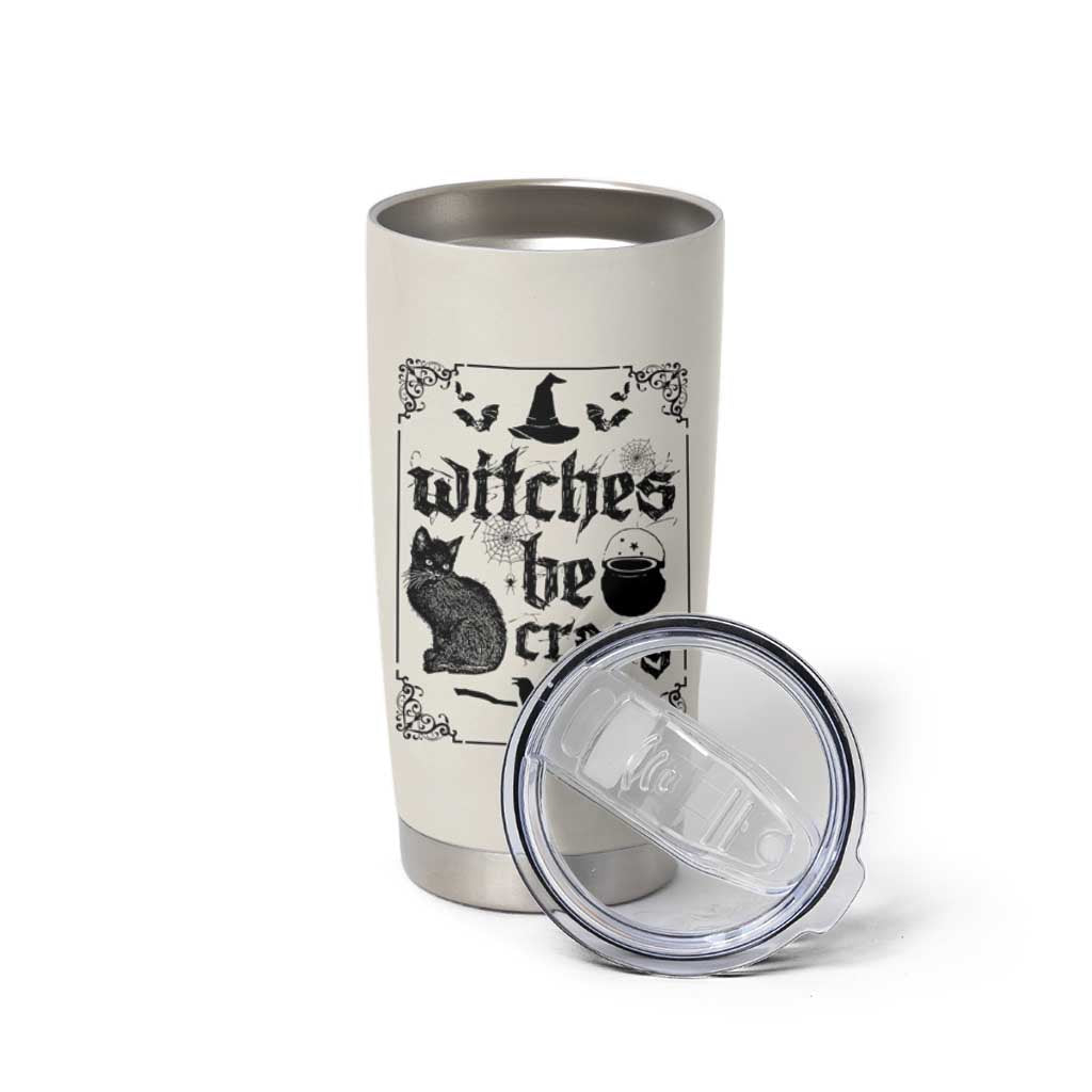Witch Halloween Iced Coffee Tumbler Cup Funny Witches Be Crazy Black Cat Witchy Vibes Witchcraft - Wonder Print Shop