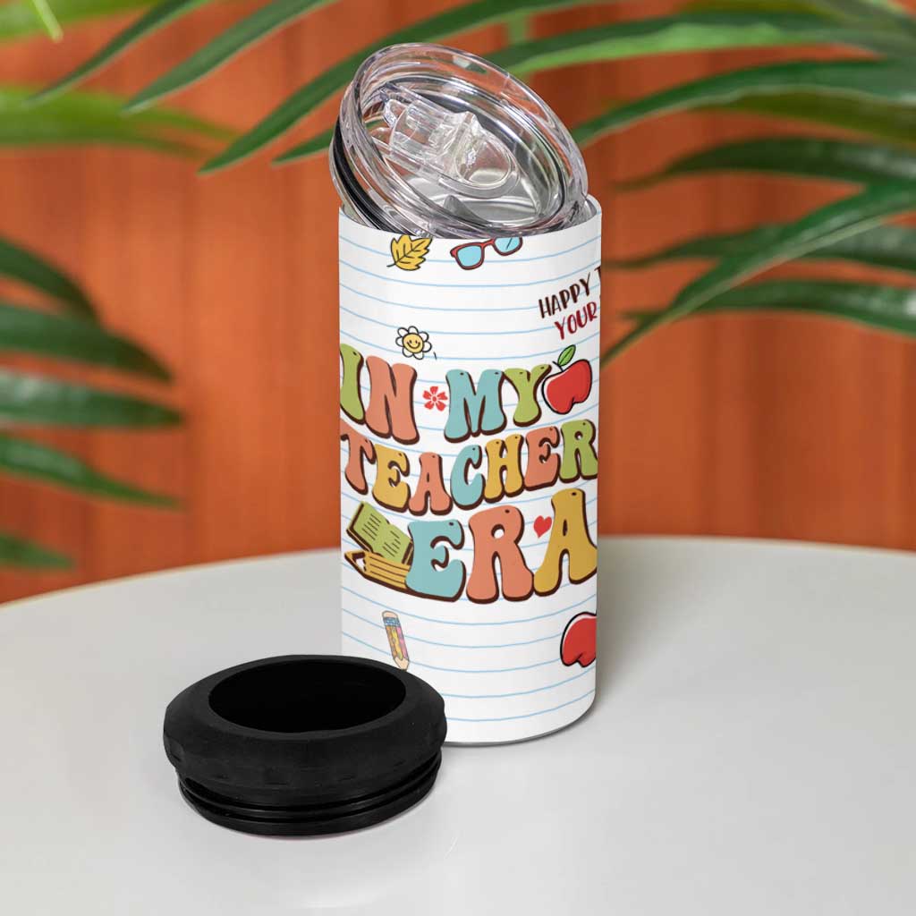 Teachers 4 in 1 Can Cooler Tumbler In My Teacher Era Preschool Kindergarten Teaching Life - Wonder Print Shop