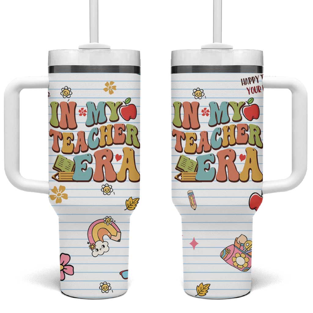 Teachers Tumbler With Handle In My Teacher Era Preschool Kindergarten Teaching Life - Wonder Print Shop