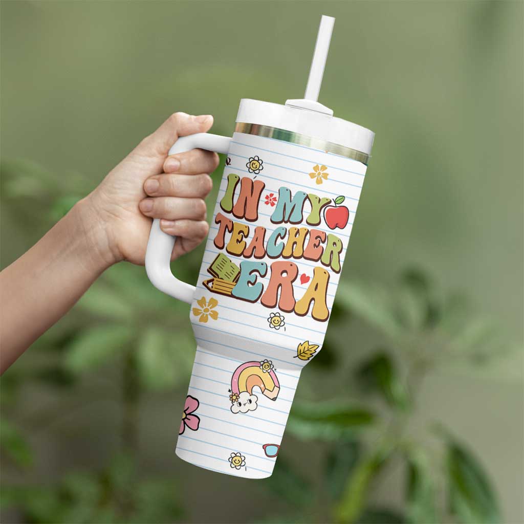 Teachers Tumbler With Handle In My Teacher Era Preschool Kindergarten Teaching Life - Wonder Print Shop