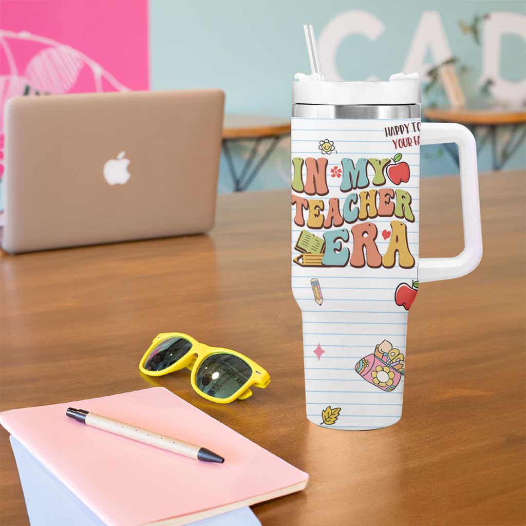 Teachers Tumbler With Handle In My Teacher Era Preschool Kindergarten Teaching Life - Wonder Print Shop