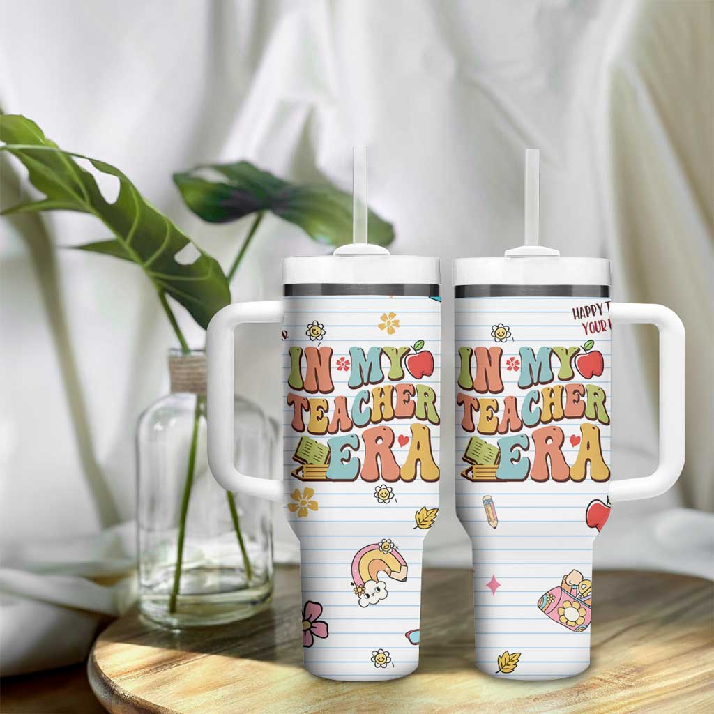 Teachers Tumbler With Handle In My Teacher Era Preschool Kindergarten Teaching Life - Wonder Print Shop