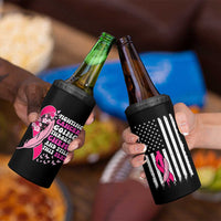 Funny Breast Cancer 4 in 1 Can Cooler Tumbler Pink Ribbon American Flag Fighting Cancer Still Sexy
