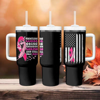Funny Breast Cancer Tumbler With Handle Pink Ribbon American Flag Fighting Cancer Still Sexy