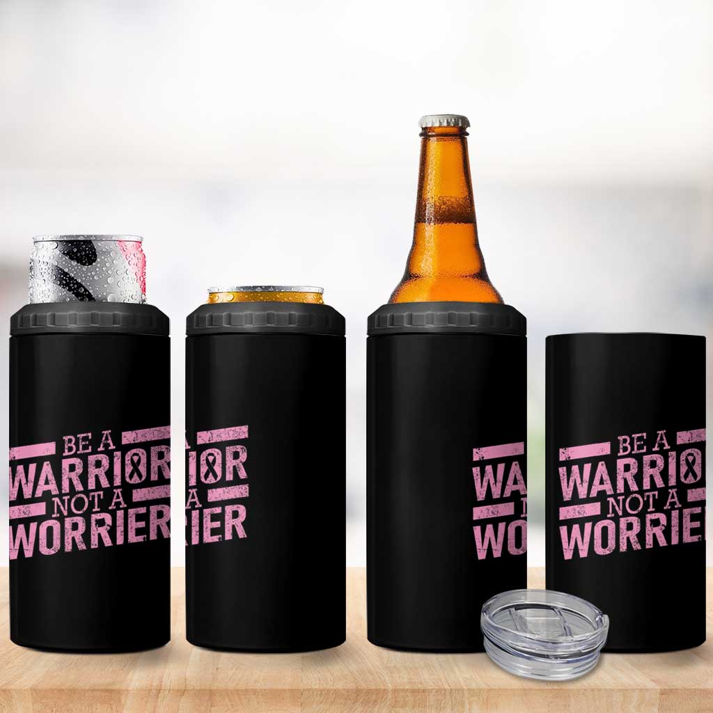Breast Cancer Awareness 4 in 1 Can Cooler Tumbler Warrior Not a Worrier Inspirational Words - Wonder Print Shop